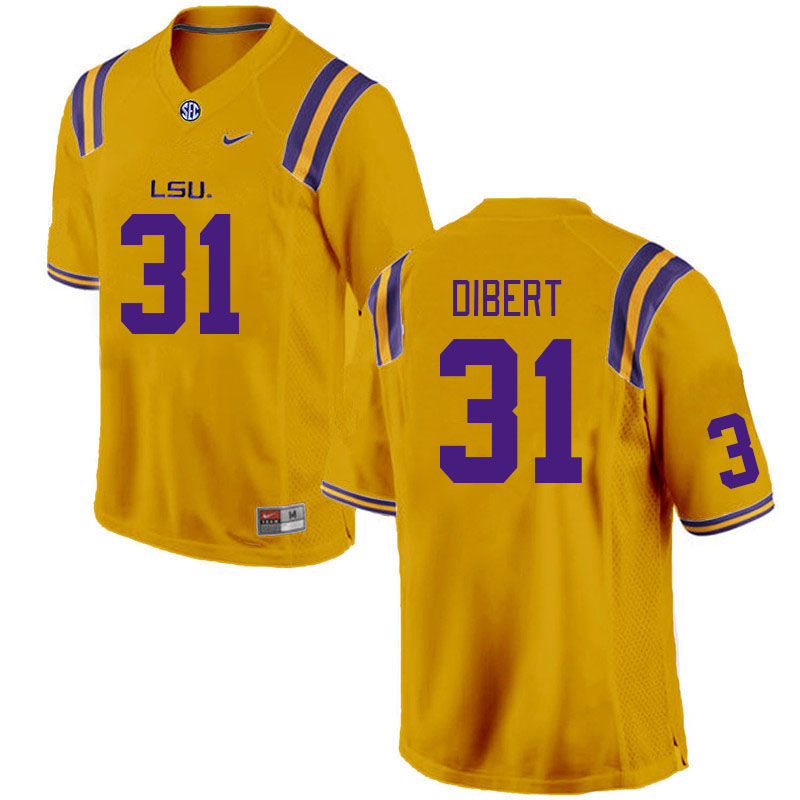 Men #31 Nathan Dibert LSU Tigers College Football Jerseys Stitched-Gold